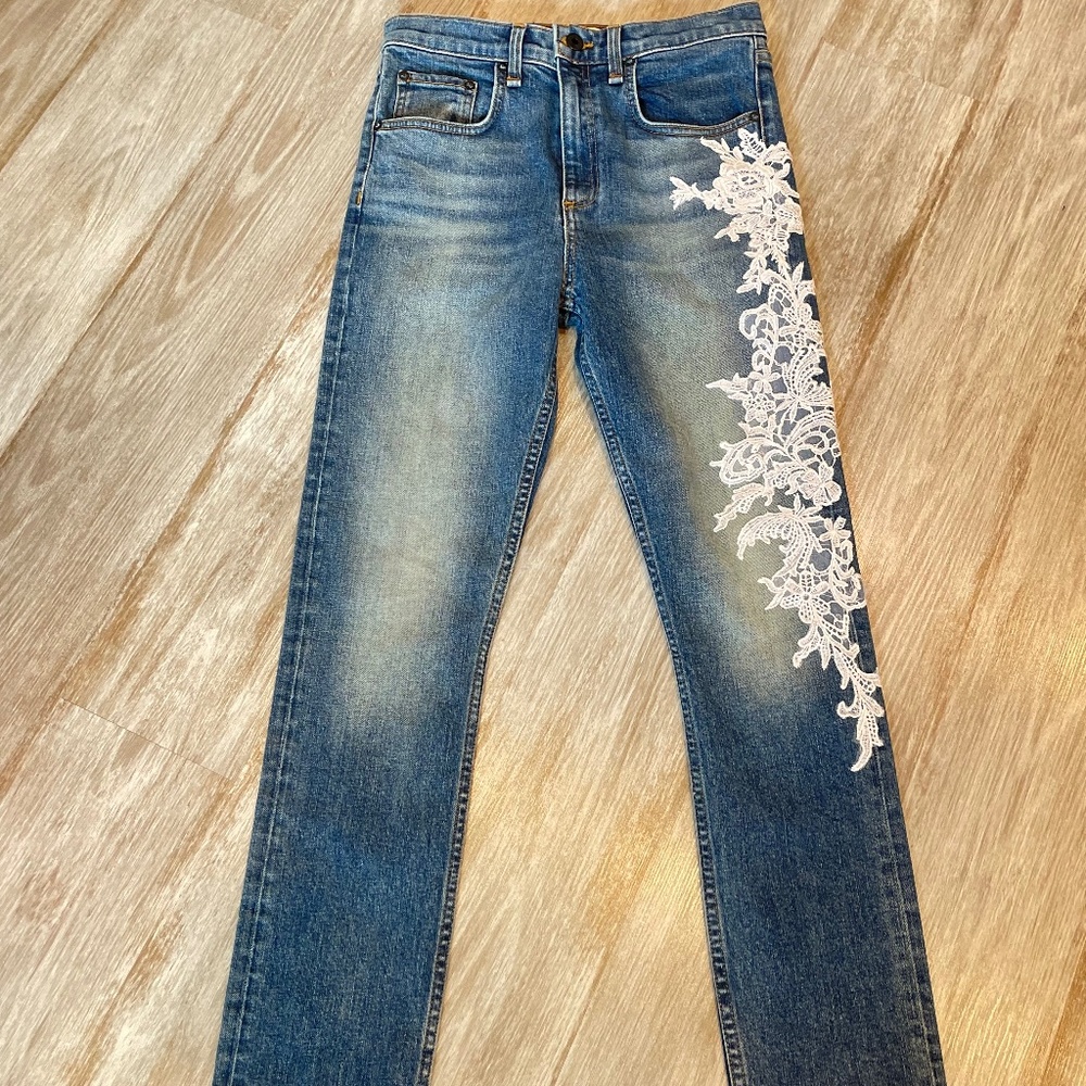 NWT ASKK NY blue jeans with lace